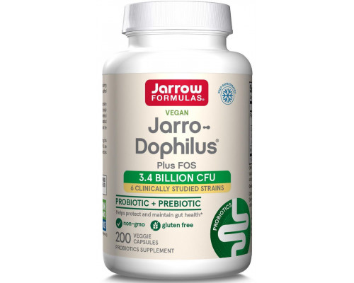 Пробіотики (дофілус), Jarro-Dophilus Plus FOS, Jarrow Formulas, з ФОС, 3.4 млрд КУО, 200 вегетаріанських капсул