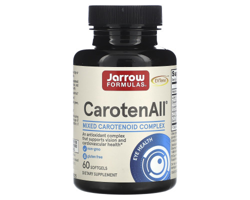 Каротиноїди змішані CarotenALL, Carotenoids, Jarrow Formulas, комплекс, 60 гелевих капсул