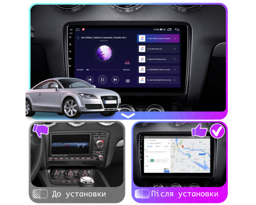 Штатная магнитола Lesko для Audi TTS II (8J) Рестайлинг 2010-2014 экран 9" 2/32Gb CarPlay 4G Wi-Fi GPS Prime