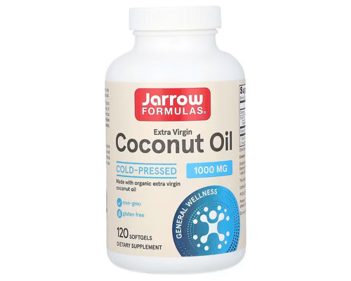 Кокосова олія, Coconut Oil, Jarrow Formulas, 1000 мг, 120 капсул