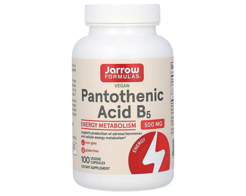 Пантотенова кислота, Pantothenic Acid B5, Jarrow Formulas, 500 мг, 100 капс.