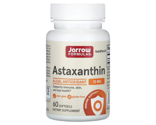 Астаксантин, Astaxanthin, Jarrow Formulas, 12 мг, 60 м'яких капсул