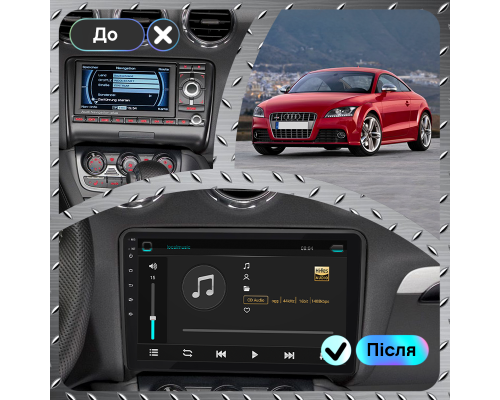 Штатная магнитола Lesko для Audi TTS II (8J) Рестайлинг 2010-2014 экран 9" 2/32Gb 4G Wi-Fi GPS Top