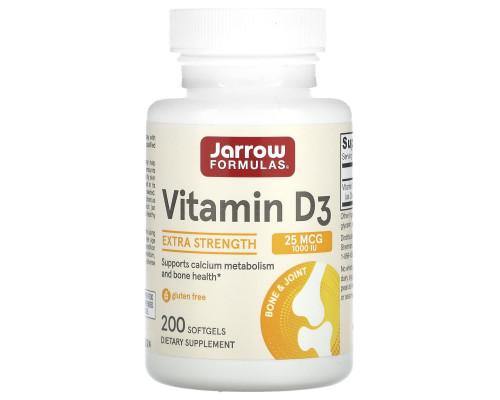 Вітамін D3, холекальциферол, Vitamin D3, Jarrow Formulas, 1000 МО, 200 гелевих капсул