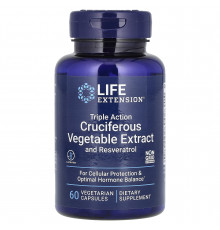 Екстракт хрестоцвітих овочів з ресвератролом, Triple Action Cruciferous Vegetable Extract with Resveratrol, Life Extension, 60 капсул
