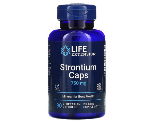Стронцій для здоров'я кісток, Strontium, Life Extension, 750 мг, 90 вегетаріанських капсул (250 мг на капсулу)