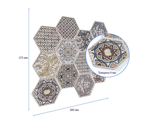 Декоративная ПВХ плитка на самоклейке 275х285х4мм Соты, цена за 1 шт. (СПП-504) SW-00000673