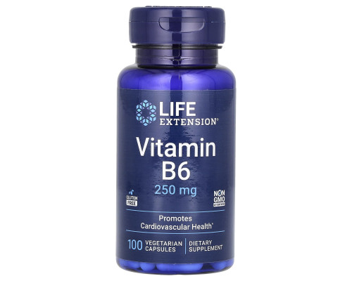 Вітамін В6 (піридоксин), Vitamin B6, Life Extension, 250 мг, 100 вегетаріанських капсул