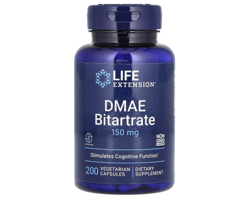 DMAE (Диметиламіноетанол), DMAE Bitartrate, Life Extension, 150 мг, 200 капсул