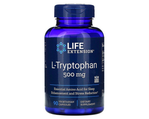 Триптофан (L-Tryptophan), Life Extension, 500 мг, 90 капсул