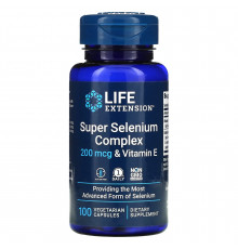 Селен із вітаміном Е, суперкомплекс, Super Selenium Complex & Vitamin E, Life Extension, 200 мкг, 100 вегетаріанських капсул