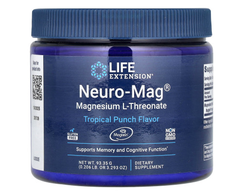 Магній треонат, Magnesium L-Threonate, Neuro-Mag, Life Extension, тропічний пунш, 93,35 г