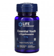 L-ерготіонеїн, Essential Youth L-Ergothioneine, Life Extension, підтримка молодості, 5 мг, 30 вегетаріанських капсул