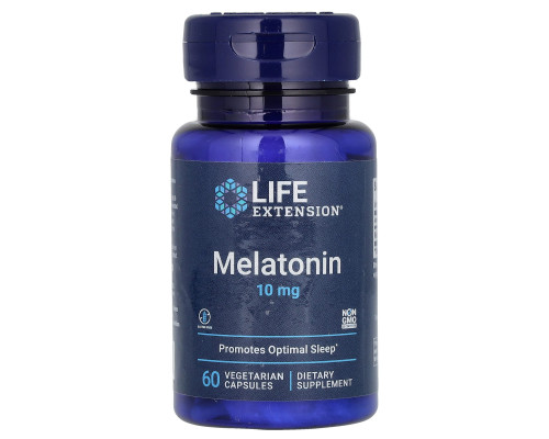 Мелатонін, Melatonin, Life Extension, 10 мг, 60 капсул