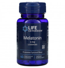 Мелатонін, Melatonin, Life Extension, 3 мг, 60 льодяників