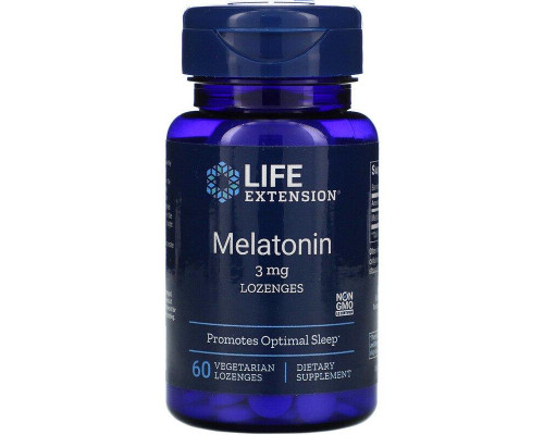 Мелатонін, Melatonin, Life Extension, 3 мг, 60 льодяників