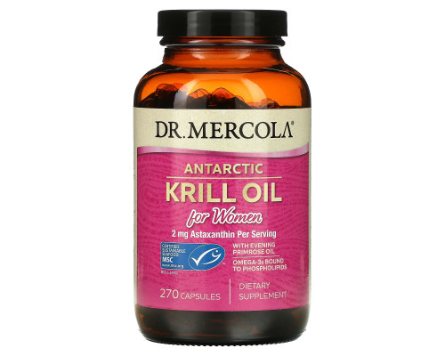 Масло криля антарктична, Krill Oil, Dr. Mercola, для жінок, 270 капсул