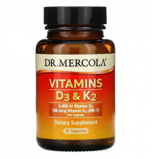 Вітамін D3 і К2, Vitamins D3 & K2, Dr. Mercola, 30 капсул