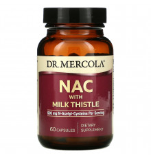 N-ацетилцистеїн з розторопшою, NAC with Milk Thistle, Dr. Mercola, 500 мг, 60 капсул