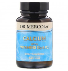 Кальцій з вітамінами D3 і К2, Calcium with Vitamins D3 & K2, Dr. Mercola, 30 капсул
