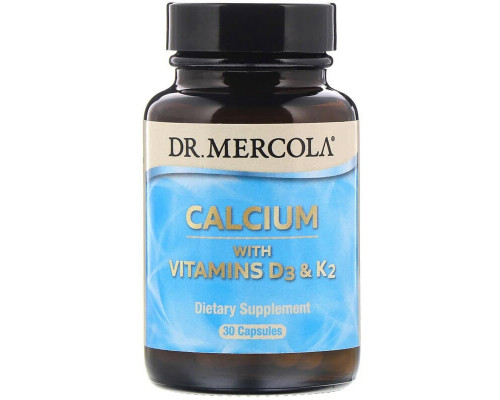 Кальцій з вітамінами D3 і К2, Calcium with Vitamins D3 & K2, Dr. Mercola, 30 капсул