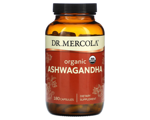 Ашваганда, Ashwagandha, Dr. Mercola, органічна, 180 капсул