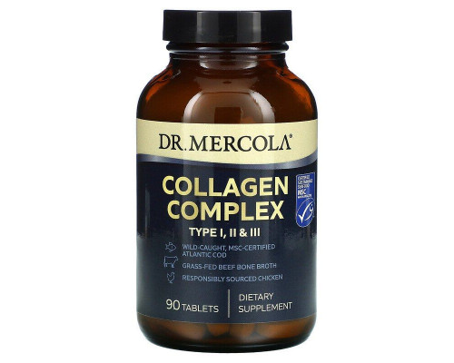 Колаген типу I, II та III, Collagen Complex, Dr. Mercola, комплекс, 90 пігулок