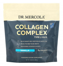 Колагеновий комплекс типів l, ll та lll, Collagen Complex, Dr. Mercola, ваніль, 5 г, 309 грам