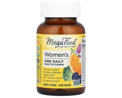 Мультивітаміни та мінерали для жінок, Women's One Daily, Mega Food, по 1 на день, 30 таблеток