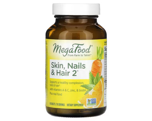 Вітаміни для волосся, шкіри і нігтів, Skin, Nails & Hair 2, MegaFood, 60 таблеток