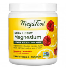 Магній, Relax + Calm Magnesium, MegaFood, малиновий лимонад, 200 г