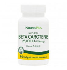 Бета-каротин натуральний, Natural Beta Carotene, Nature's Plus, 25000 МО (7500 мкг), 90 гелевих капсул