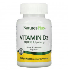 Вітамін D3, Vitamin D3, Nature's Plus, 10 000 МО (250 мкг), 60 капсул