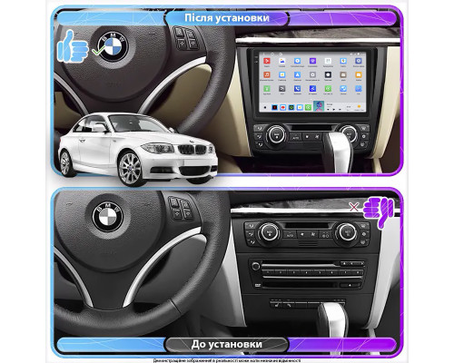 Штатная магнитола Lesko для BMW 1 серии I (E81/E82/E87/E88) Рестайлинг 2007-2011 экран 9" 4/64 QLED CarPlay 4G Wi-Fi GPS 360 Prime