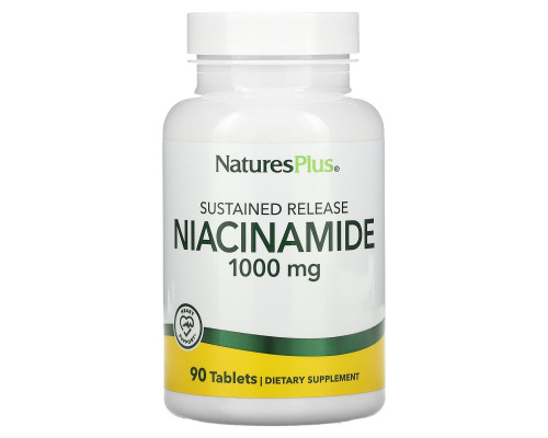 Ніацинамід, Niacinamide, Nature's Plus, 1000 мг, 90 капсул