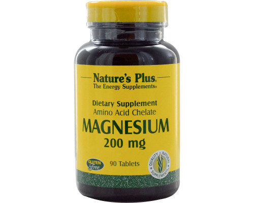 Магній, Magnesium, Nature's Plus, 200 мг, 90 таблеток