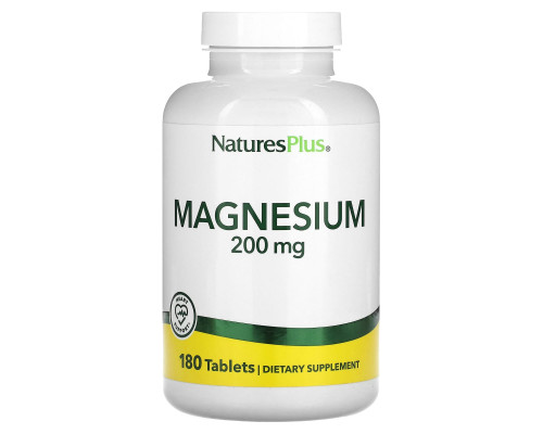 Магній, Magnesium, Nature's Plus, 200 мг, 180 таблеток