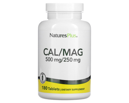 Кальцій і магній, Cal / Mag, Nature's Plus, 500/250 мг, 180 таблеток
