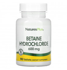 Бетаїну гідрохлорид, Betaine Hydrochloride, Nature's Plus, 600 мг, 90 таблеток