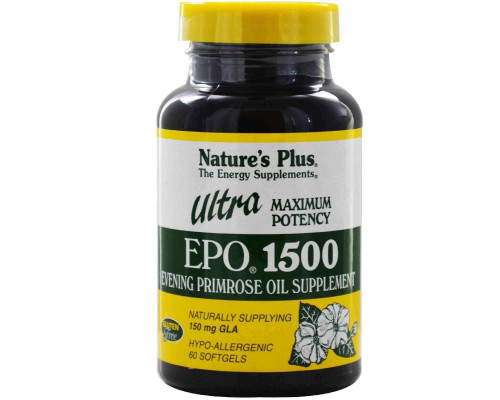 Олія вечірньої примули (Ultra EPO 1500), Nature's Plus, максимальна потужність, 60 капсул