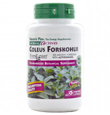Форсколін, Coleus Forskohlii, Nature's Plus, Herbal Actives, 125 мг, 60 капсул