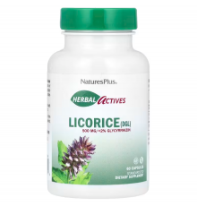 Корінь солодки, Licorice (DGL) Nature's Plus, Herbal Actives, 500 мг, 60 капсул