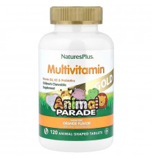 Вітаміни для дітей, Children's Chewable Multivitamin, Nature's Plus, Animal Parade, смак апельсину, 120 жувальних таблеток у формі тварин