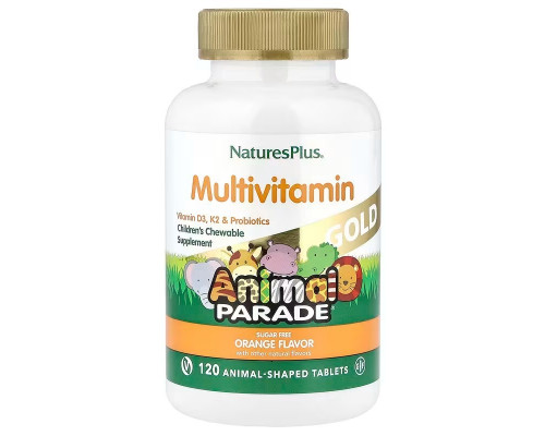Вітаміни для дітей, Children's Chewable Multivitamin, Nature's Plus, Animal Parade, смак апельсину, 120 жувальних таблеток у формі тварин