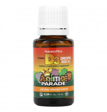 Вітамін D3 у краплях, Vitamin D3 Drops, Nature's Plus, Animal Parade, апельсиновий смак, 400 МО, 10 мл