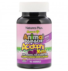 Пробіотики для дітей, AcidophiKidz, Nature's Plus, Animal Parade, вишневий смак, 90 жувальних цукерок у формі тварин