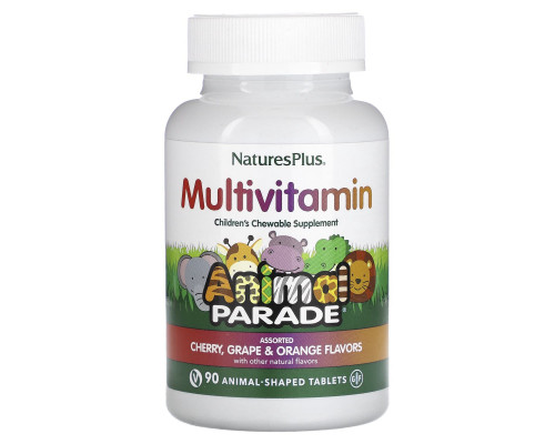 Мультивітаміни та мінерали для дітей, Multi-Vitamin & Mineral Supplement, Nature's Plus, з різними смаками, 90 таблеток у формі тварин
