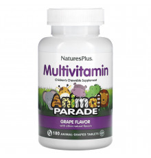 Вітаміни для дітей, Multi-Vitamin and Mineral, Nature's Plus, Animal Parade, смак винограду, 180 тварин