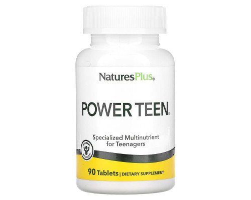 Мультивітаміни для підлітків, Power Teen, Nature's Plus, Source of Life, 90 таблеток