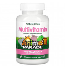 Вітаміни для дітей, Multi-Vitamin and Mineral, Nature's Plus, Animal Parade, смак кавуна, 180 жувальних цукерок у формі тварин